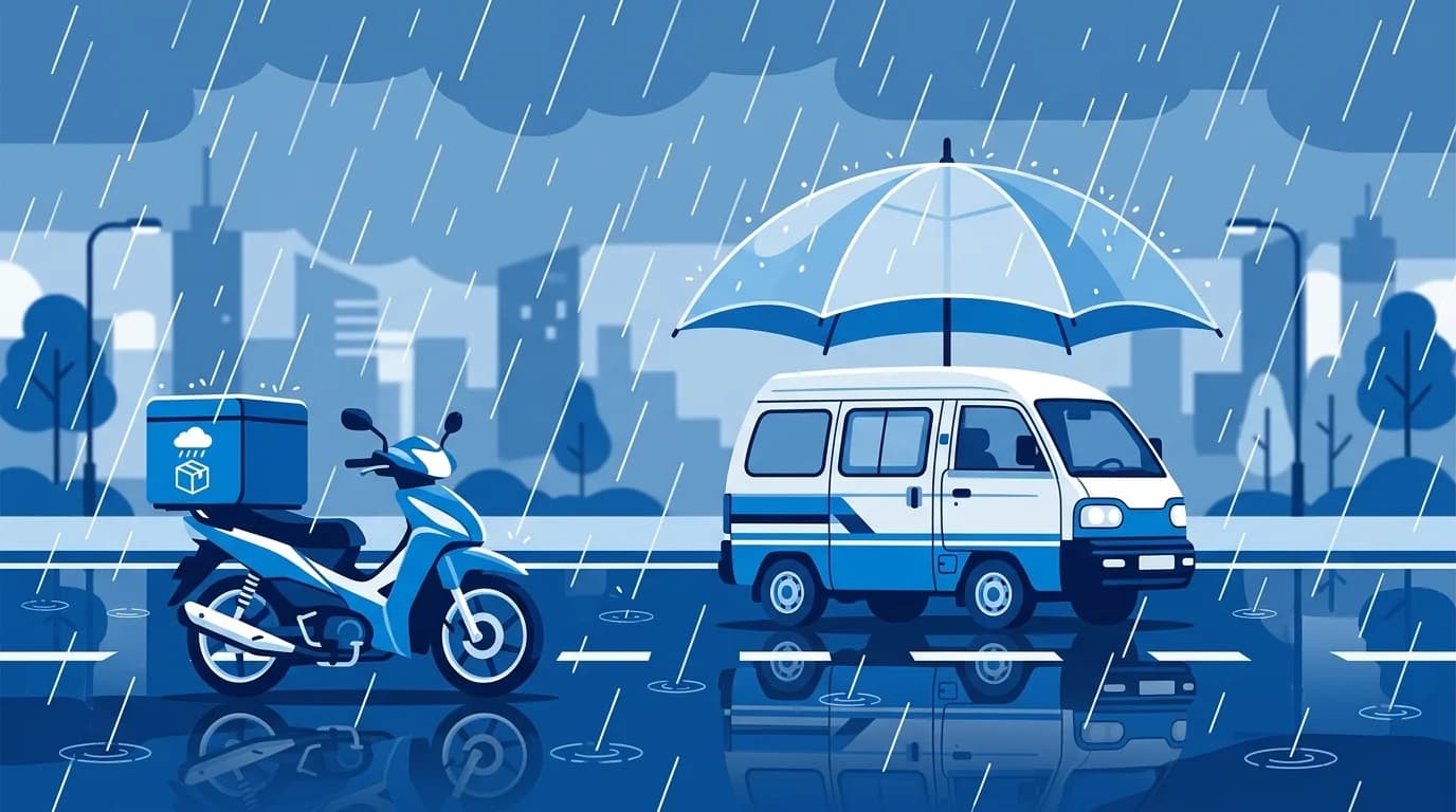 비 오는 날 퀵서비스 이용 가이드: 우천 할증·방수 포장·배차 팁