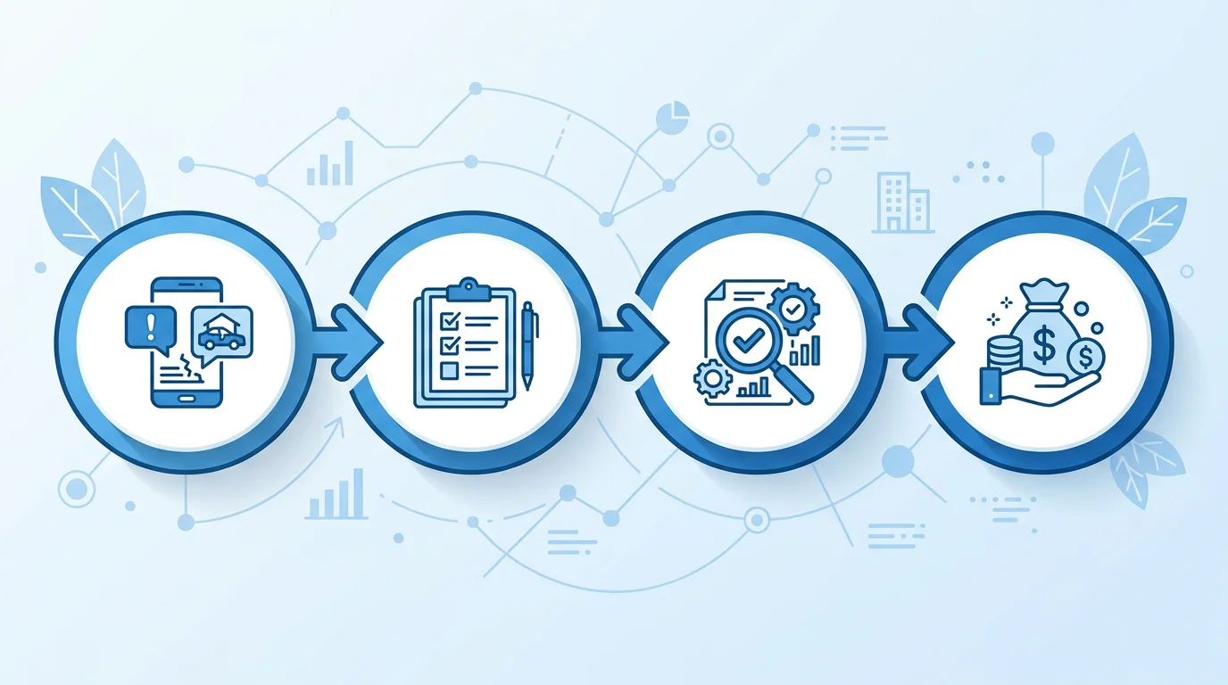 퀵서비스 보상 청구 4단계 절차 흐름도