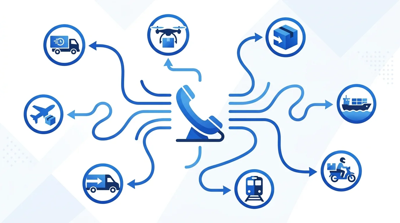 업체에 직접 전화나 앱으로 퀵서비스를 접수하는 상황 이미지