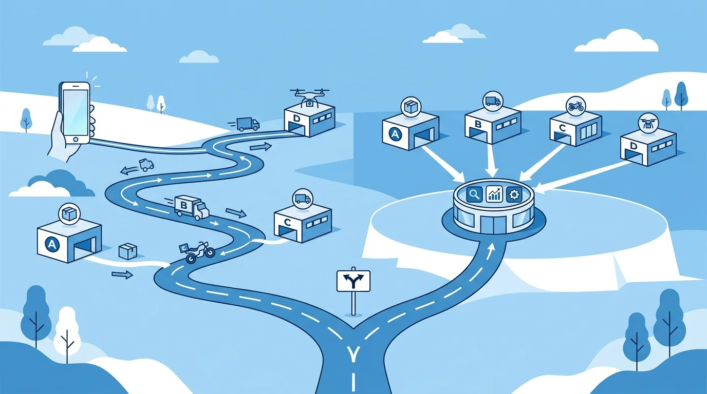 퀵서비스 직접 주문과 가격비교 플랫폼 주문 방식을 비교한 개요 이미지