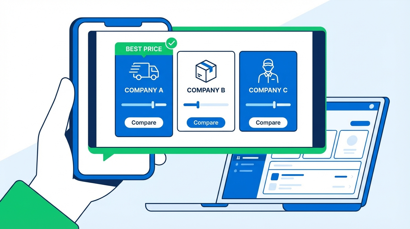 퀵서비스 업체별 요금 비교 화면