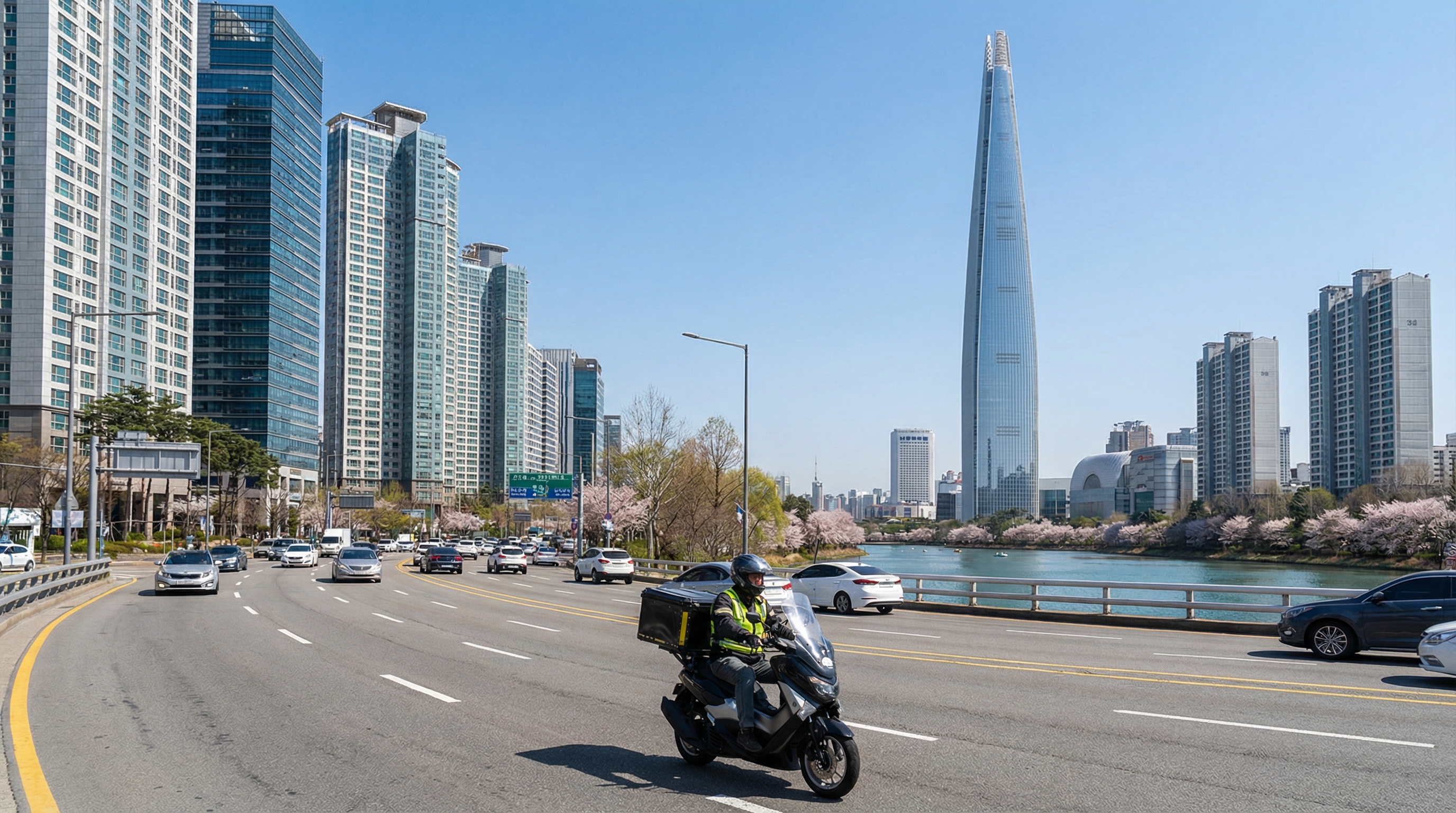 잠실 롯데월드타워와 올림픽대로